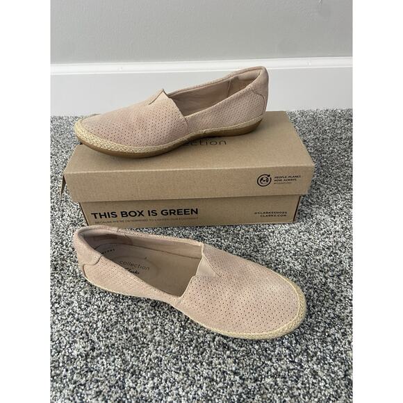 Clarks Elaina Ruby Espadrille Pewter Pink Leather Loafer Shoes Women Size 6 - Picture 3 of 7